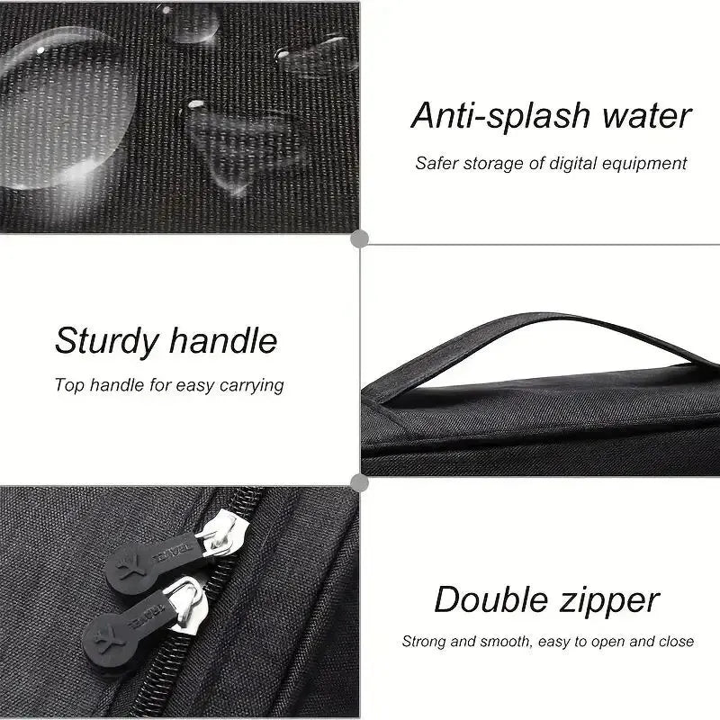Waterproof Cable Storage Bag - Portable Digital Organizer for USB, Chargers, and Data Cables, Travel-Friendly