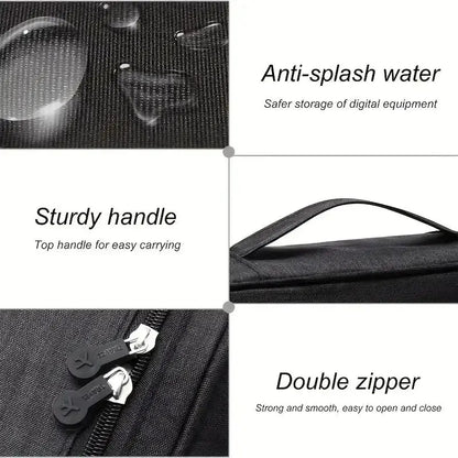 Waterproof Cable Storage Bag - Portable Digital Organizer for USB, Chargers, and Data Cables, Travel-Friendly