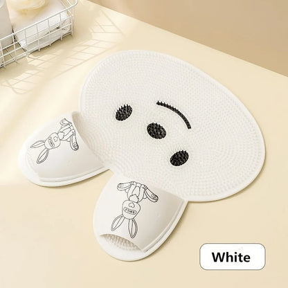 Rabbit Bathroom Anti-Slip Shower Mat – Circular Massage Foot Mat with Suction Cups, Foot & Back Scrubber