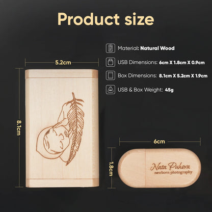 JASTER Wooden Bamboo USB Flash Drive 2.0 – 4GB/8GB/16GB/32GB/64GB/128GB Memory Stick Custom Logo Pendrive for Wedding Gifts & Personal Use