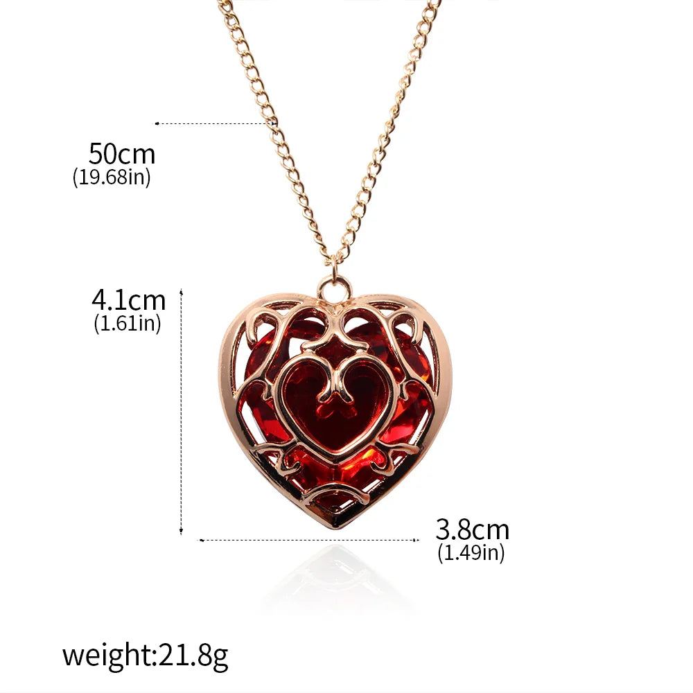 Zelda Tears of the Kingdom Keychain – Red Sapphire Heart Pendant Cosplay Accessory Gift