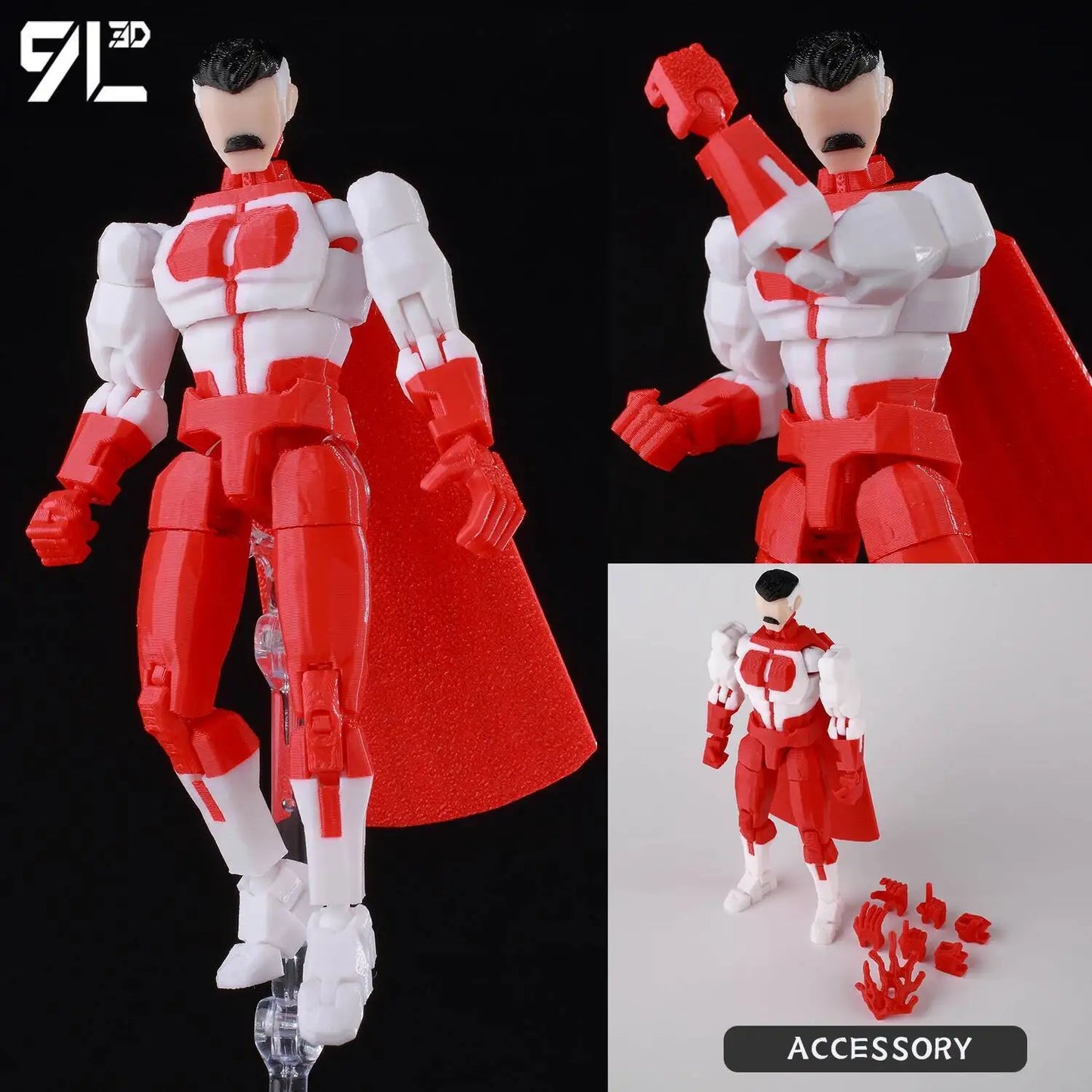 9L3D Lucky 13 Invincible Boy Action Figure – 3D Printed Multi-Jointed Poseable Anime Collectible Model Toy Gift