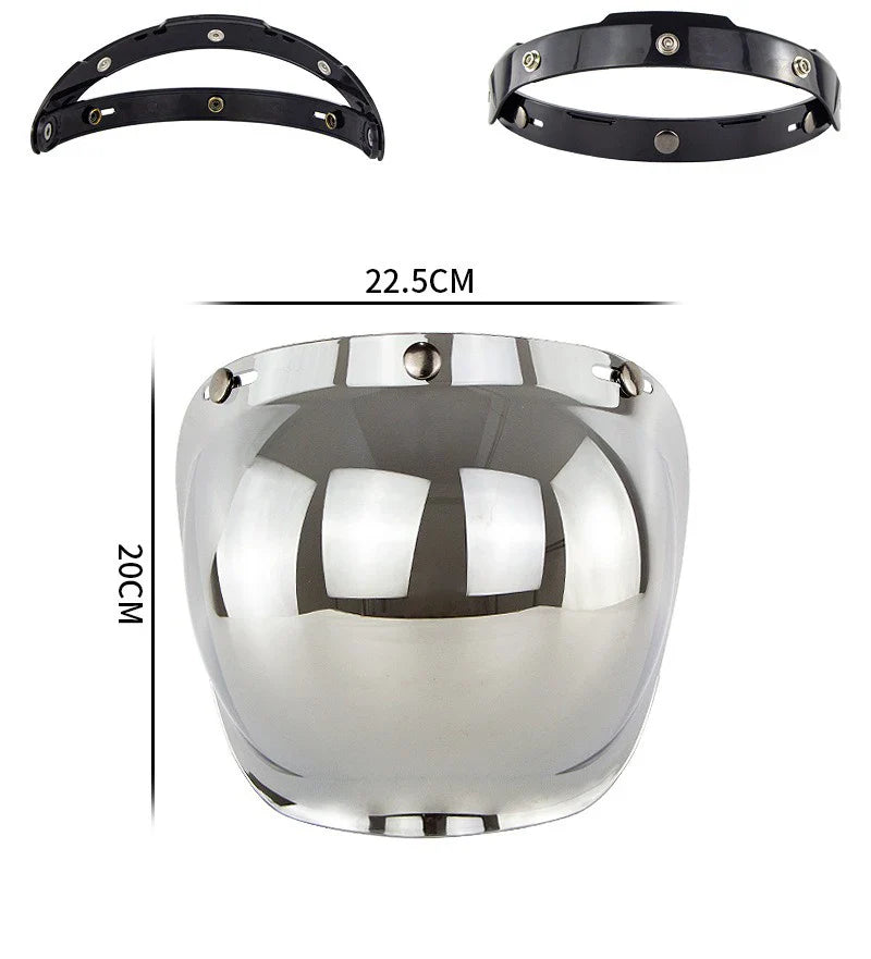 Motorcycle Helmet Bubble Visor – Anti-Fog UV Protection HD Lens for Retro Open Face Helmets