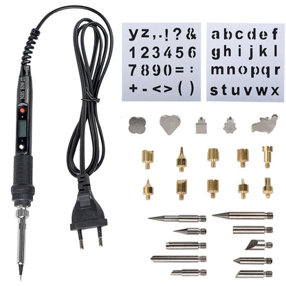 JCD 80W Electric Engraving & Soldering Pen – Wood Burning Pyrography Kit with 28 Craft Tips (908S)
