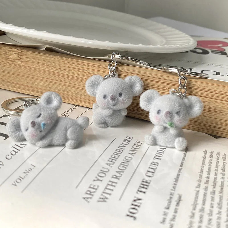 Cartoon Plush Koala Keychain – Cute Fluffy Doll Bag Pendant, DIY Keyring Charm Gift for Women