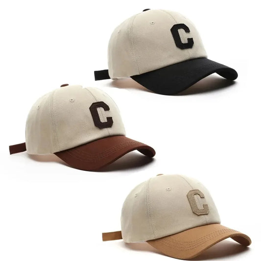 Unisex Baseball Cap – Fashion Letter C Patch, Color Block Design, Summer Sun Visor Hat for Men & Women