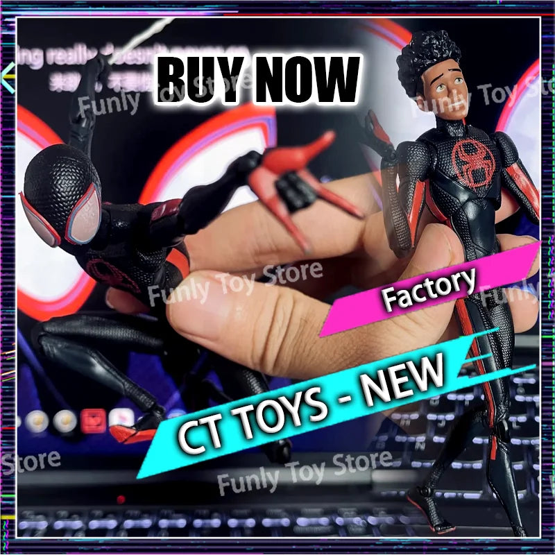 In Stock CT Toys Spider-Man Miles Morales Action Figure – SHF Across the Spider-Verse Anime Collectible Figurine