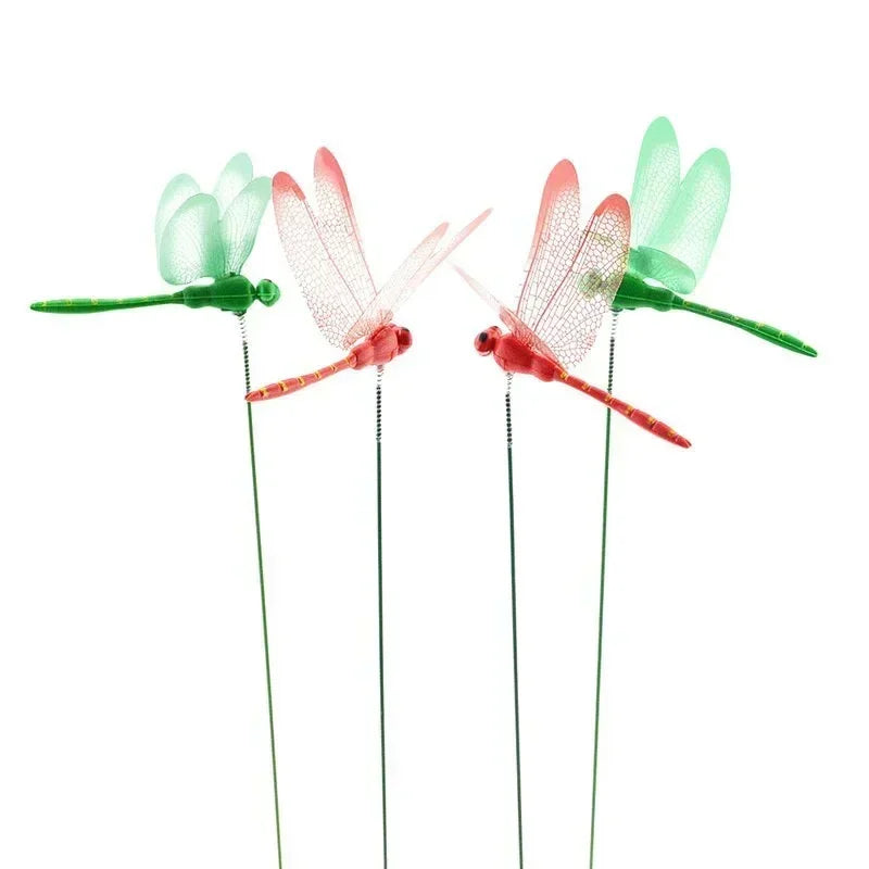 3D Simulated Dragonfly Garden Stakes – Decorative Plastic Flower Pot & Fence Ornaments (10/20PCS)