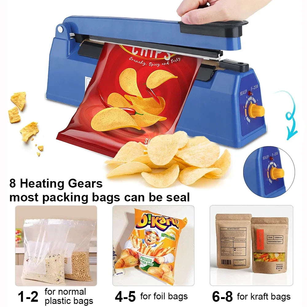 Electric Heat Sealer Machine — Hand Press Vacuum Impulse Sealer for Food, Plastic Bags, Balloons & Packaging