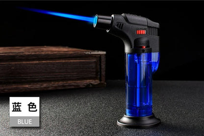 Jet Flame Torch Lighter — Refillable Butane Gas Lighter with Visible Fuel Tank, Windproof & Adjustable Flame for Kitchen
