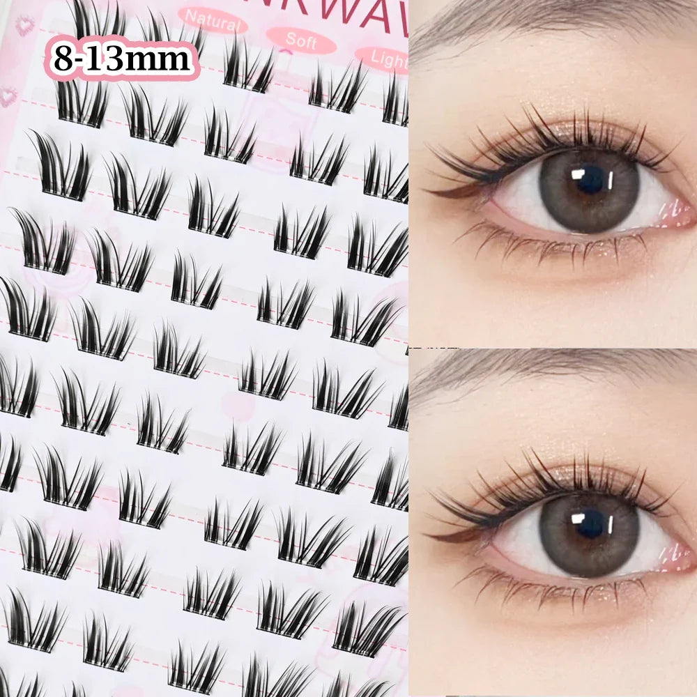Large Capacity Girls’ Glue-Free False Eyelashes – Natural Wispy Reusable Bottom & Top Lashes, Easy Apply