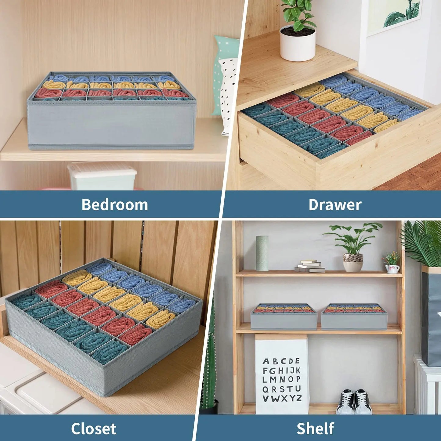 Underwear, Bra & Socks Storage Box – Clothes Organizer for Cabinet, Drawer, and Wardrobe