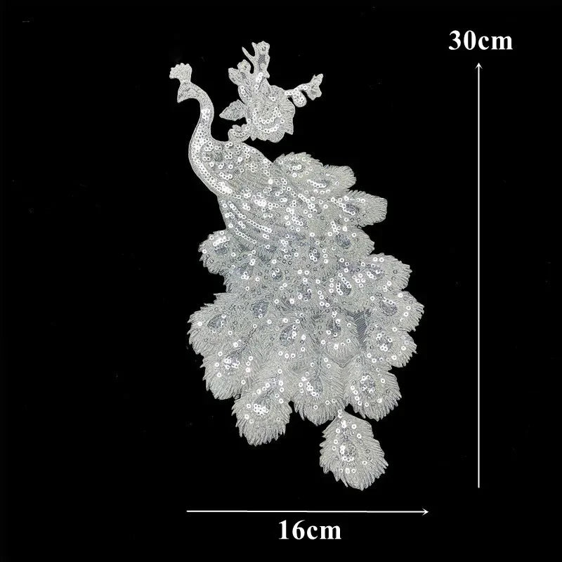 Silver Baroque Sequin Flower Applique – Embroidered Iron-On Patch for Wedding & DIY Crafts