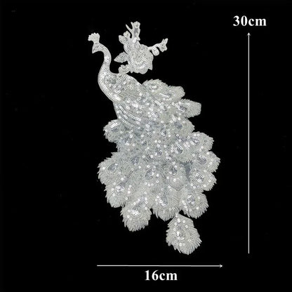 Silver Baroque Sequin Flower Applique – Embroidered Iron-On Patch for Wedding & DIY Crafts