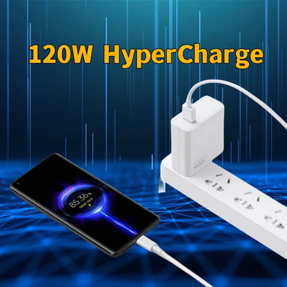 Xiaomi 120W Turbo Fast Charger – Original EU/US HyperCharge Adapter with Cable for Redmi Note 11/12/13 Pro+ 5G, Mi 14/13/13T