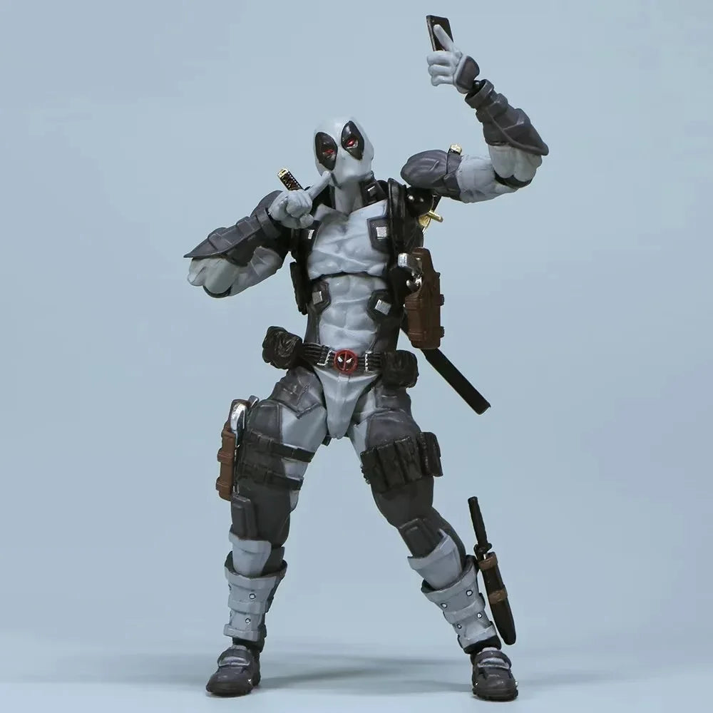 AMAZING YAMAGUCHI Deadpool & Wolverine 2.0 Action Figure – Grey Mutants Joint Movable KAIYODO Model Toy for Kids & Collectors