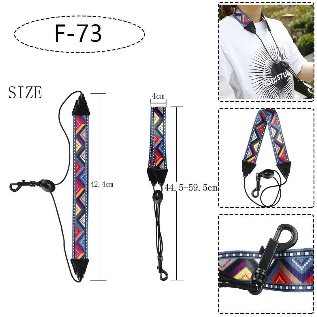 Saxophone Neck Strap - Adjustable Leather Universal Fit for Soprano, Alto, Tenor Sax with Secure Closed Hooks