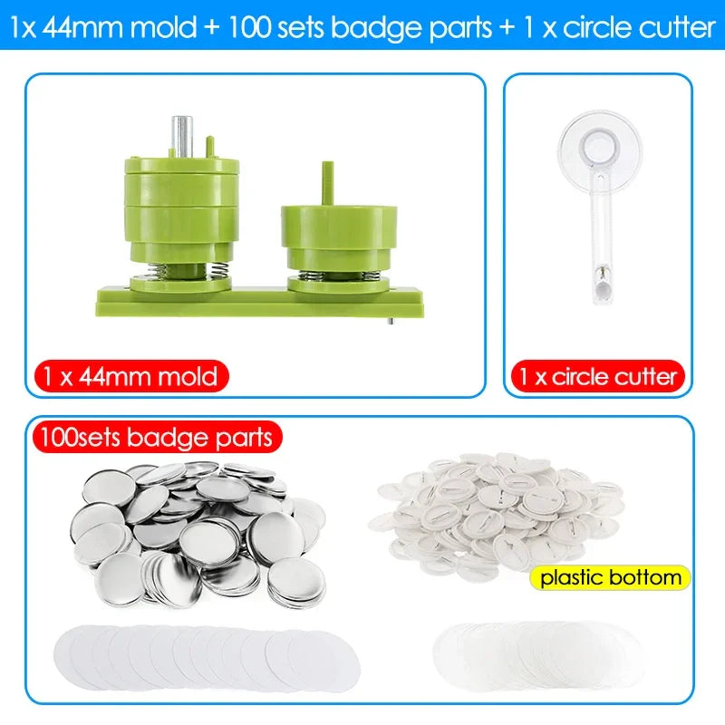 25/32/37/44/58/75mm Badge Maker Molds - DIY Button Press Machine, Interchangeable Die Mould for Round Badge Punching