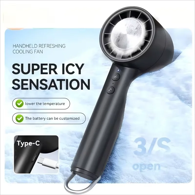 Silent High-Speed USB Handheld Fan – Portable Small Fan with LED Display, High Wind Power, and Cooling Air Conditioner Function
