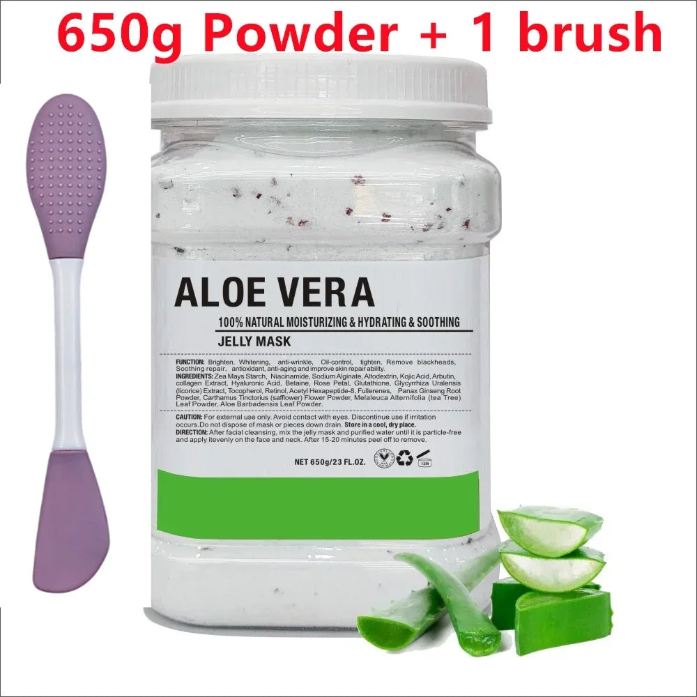 650g Chamomile Hyaluronic Acid Jelly Mask – Rose Moisturizing Facial Powder with Silicone Brush for Skin Elasticity