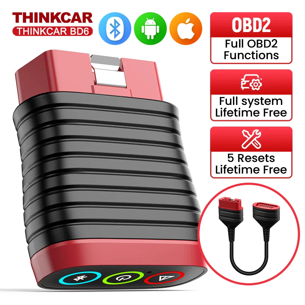 THINKCAR BD6 OBD2 Scanner – Full System Diagnostic, Oil, IMMO, ETS & Brake Reset, Lifetime Free Updates via THINKDIAG App