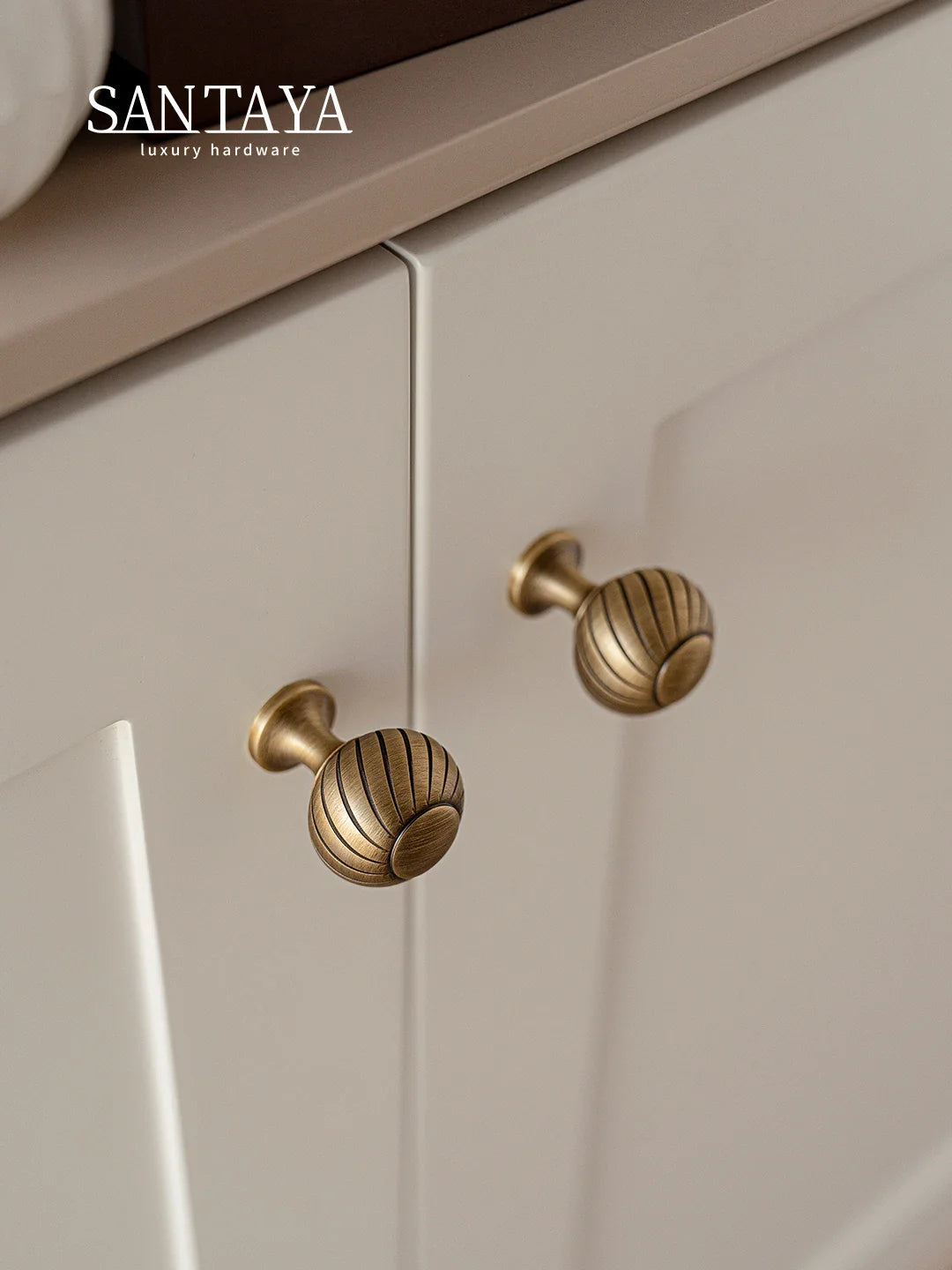 Santaya Brushed Antique Brass Cabinet Handles – Luxury Shell Drawer Pulls for Kitchen, Wardrobe & Dresser Furniture Hardware Knobs