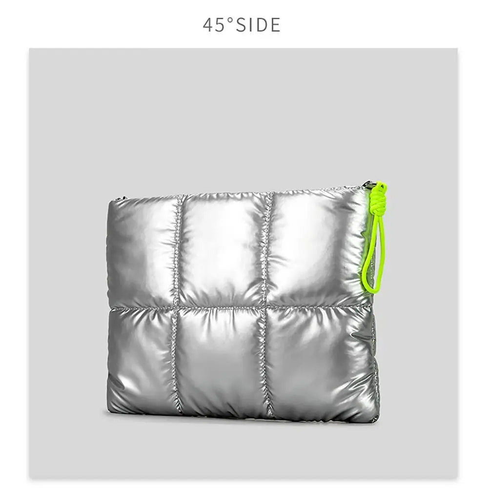 Trendy Puffy Cotton Laptop Bag 14 Inch — Waterproof, Shockproof Sleeve with Shoulder Strap for MacBook, Lenovo, Huawei