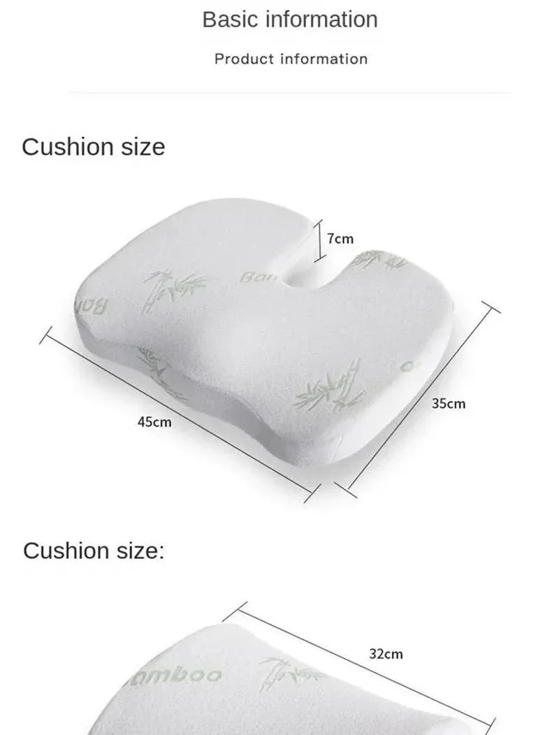 Orthopedic Memory Foam Seat Cushion – Hemorrhoid Relief, Car & Office Chair Lumbar Support, Breathable Pain Relief Pillow