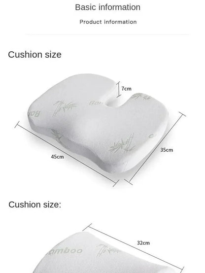 Orthopedic Memory Foam Seat Cushion – Hemorrhoid Relief, Car & Office Chair Lumbar Support, Breathable Pain Relief Pillow