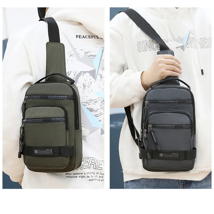Men’s Chest Bag – Large Capacity Lightweight Nylon Crossbody Shoulder Backpack for Travel, Korean Style