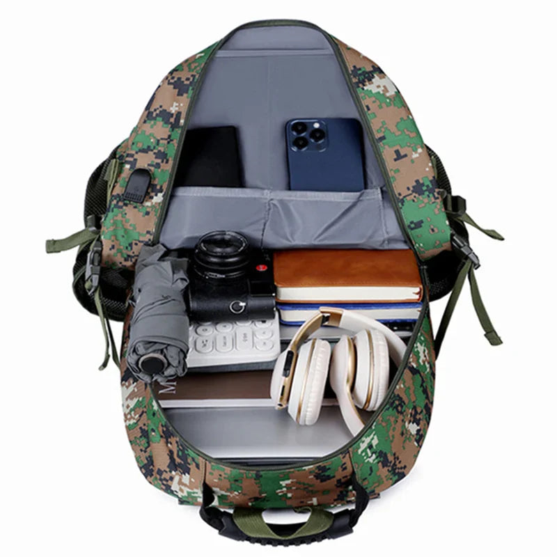 USB Tactical Climbing Backpack – Large Capacity Outdoor Travel, Camping & Laptop Rucksack for Men