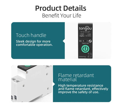 TUYA WiFi/ZigBee Smart Circuit Breaker – MCB with Over Current & Under Voltage Protection, Power Metering, 1-63A Remote Control Switch