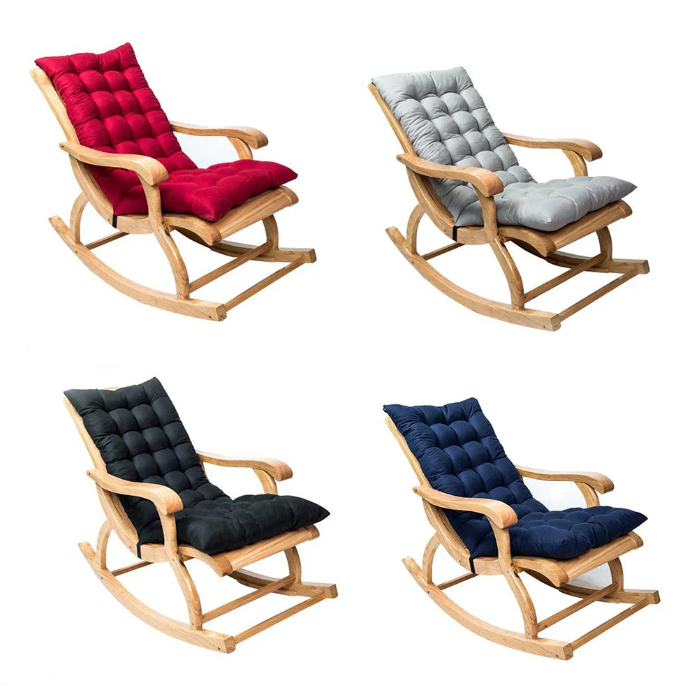 Outdoor Rocking Chair Cushion – Thick Quilted Suede Seat Pad with Pearl Cotton Filling, Soft Garden Chair Cushion with Ties
