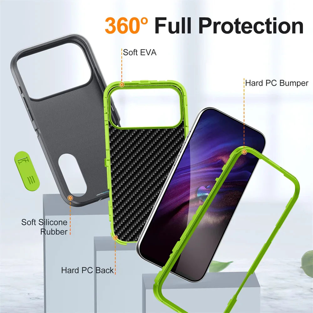 Heavy Duty Armor Phone Case for iPhone – Shockproof Stand Cover with Kickstand for iPhone 11 to 17 Series