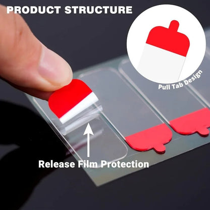 60PCS Clear Removable Double-Sided Tape Tabs Strong Adhesive Pull-Tab Stickers for Photos Walls Crafts & Home Decor