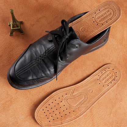 Real Cowhide Leather Insoles – Soft, Breathable, Anti-Slip Shock Absorbing Shoe & Boot Inserts