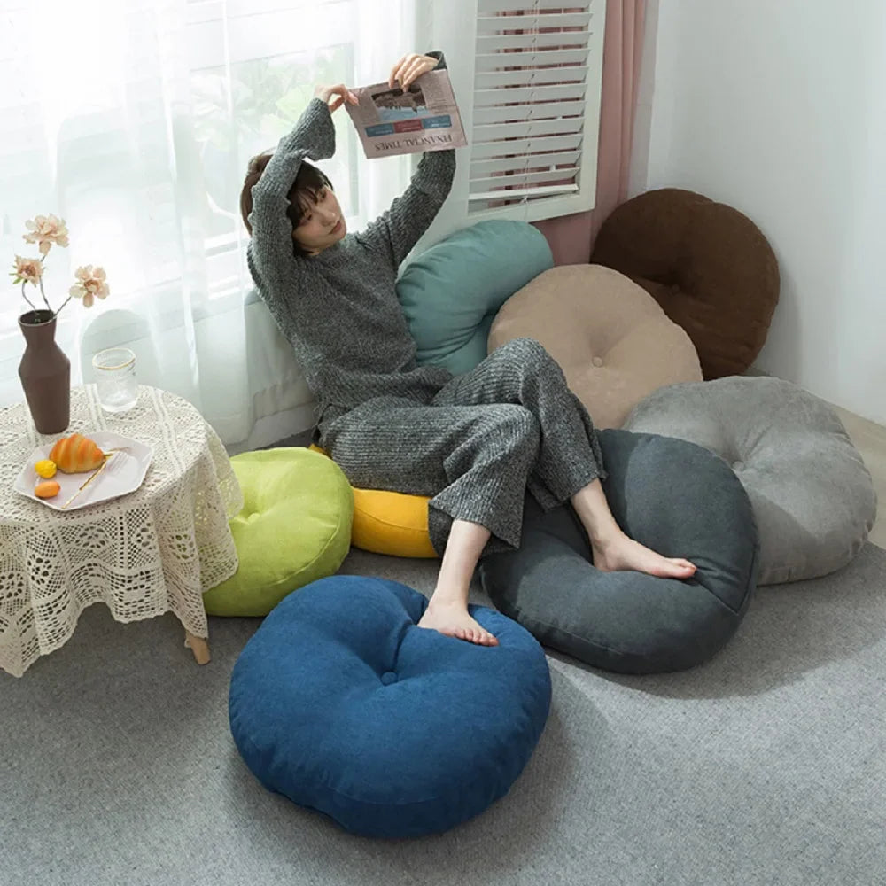Solid Color Floor Seat Pillow – Round Meditation & Yoga Cushion for Sofa, Bed, Car Seat, and Pouf Mat