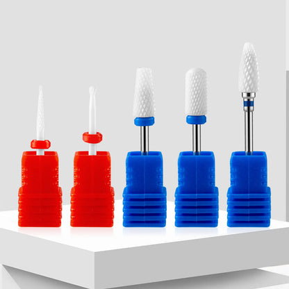 5PCS Ceramic Nail Drill Bit Set - Electric Milling Cutter Bits for Manicure & Pedicure Nail Machine Accessories