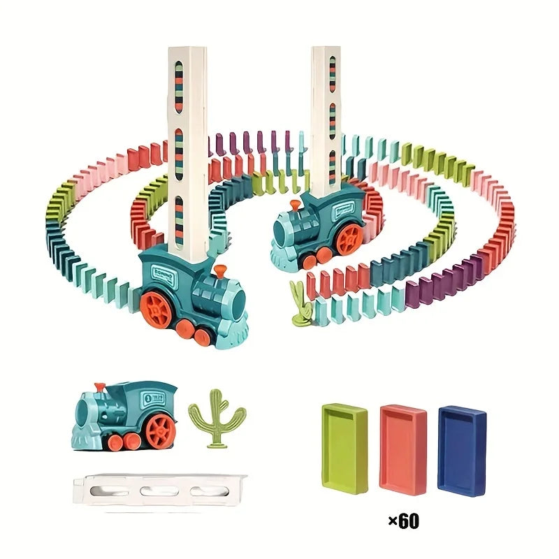 Automatic Domino Train – Electric Car Brick Block Kits for Creative Games, Intelligence and Educational DIY Toys, Kids Birthday Gift