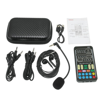I9 Mini Voice Changer Sound Card Kit - Audio Effects Machine with Headphones & Microphone for Phone Live Streaming
