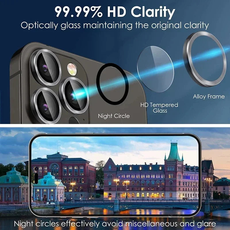 3PCS Metal Camera Lens Protectors – Glass Back Lens Protection Film for iPhone 15/15 Plus, 14/14 Pro Max, 13/13 Mini, 12/11