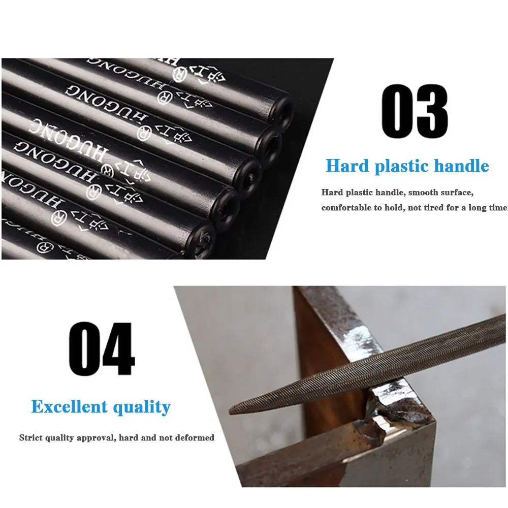 10pcs Diamond Mini Needle Files - 140mm Small Steel Files for DIY Woodworking, Metal, Glass, Stone, and Jewelry Polishing