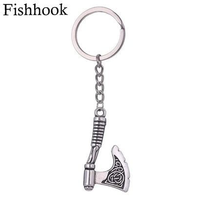 SKYRIM Viking Keychain – Punk Gothic Axe Talisman, Slavic Irish Knot Pagan Amulet Pendant, Men's Jewelry Gift