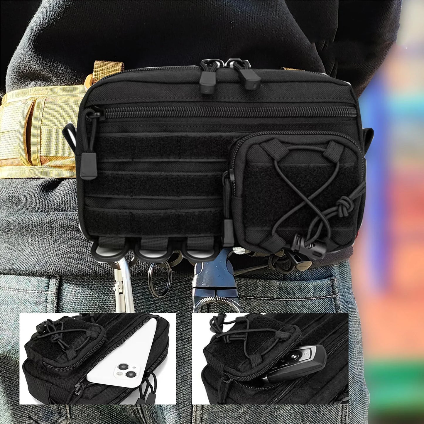 Tactical Molle Horizontal Admin Pouch – EMT EDC Utility Bag with Front Drawstring Pocket