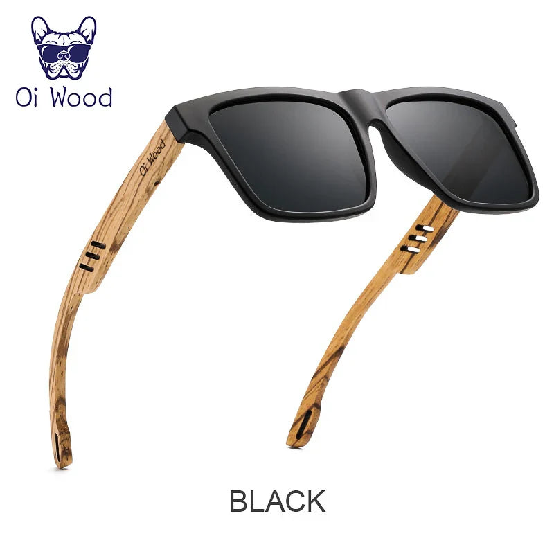 Oi Wood Square Polarized Sunglasses for Men — UV400 Fashion Sport & Driving Sun Glasses