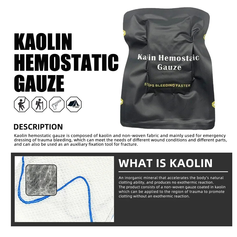 Tactical Kaolin Hemostatic Gauze – Emergency First Aid Bandage for Bleeding & Trauma Wound Dressing