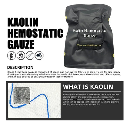 Tactical Kaolin Hemostatic Gauze – Emergency First Aid Bandage for Bleeding & Trauma Wound Dressing