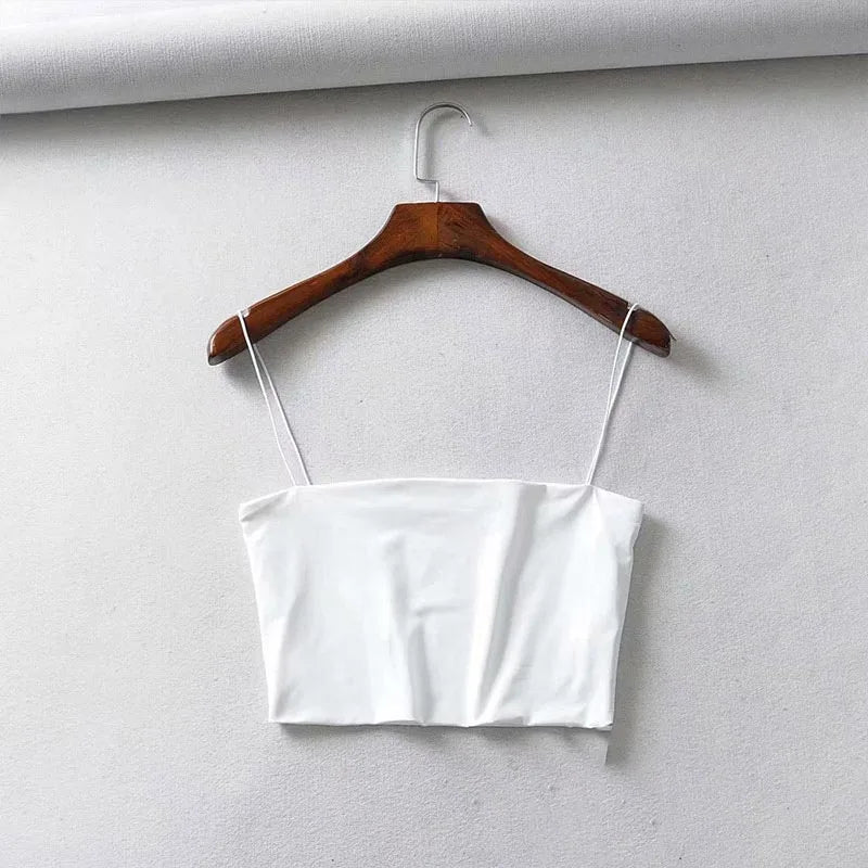 Women’s Summer Crop Tank Top — Sleeveless Elastic Cotton Camisole