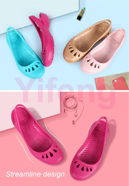 Certified Satihu Summer Lightweight Anti-Slip Clogs for Women - Flat Bottom Sandals, Nurse, Outdoor, Beach Jelly Shoes