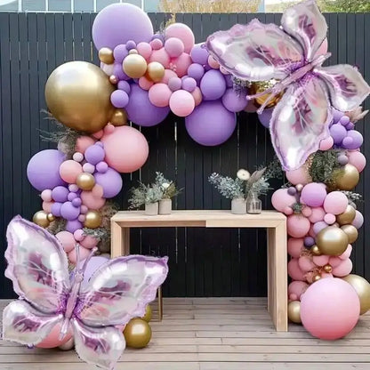 Purple Butterfly Balloon Garland Set - 172-Piece Party Decoration Kit